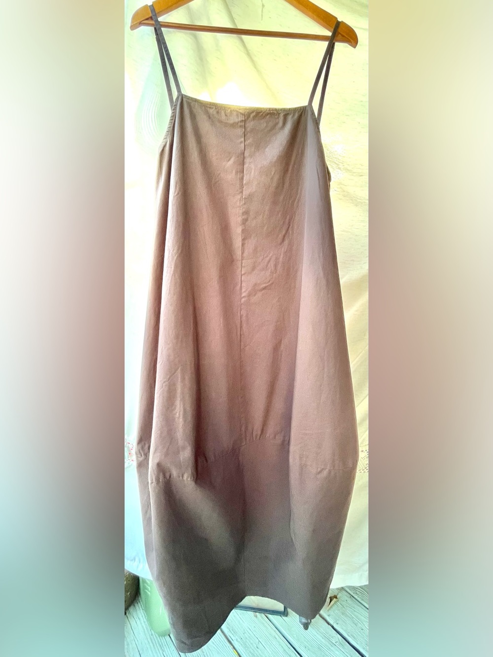 Zara Voluminous Bubble Strappy Midi Dress Camel Square Neckline XL - Picture 10 of 16